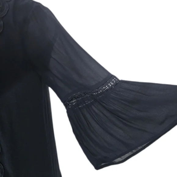 Loft Dress Ruffles and Lace Relaxed Fit Navy Size 6 - Picture 12 of 17